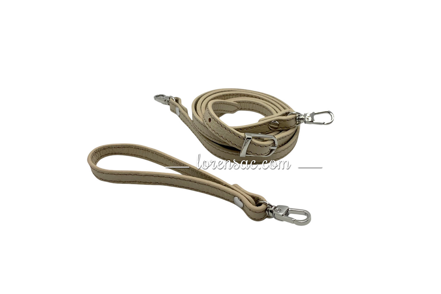 lanière et bandoulière ajustable de la pochette portée travers beige