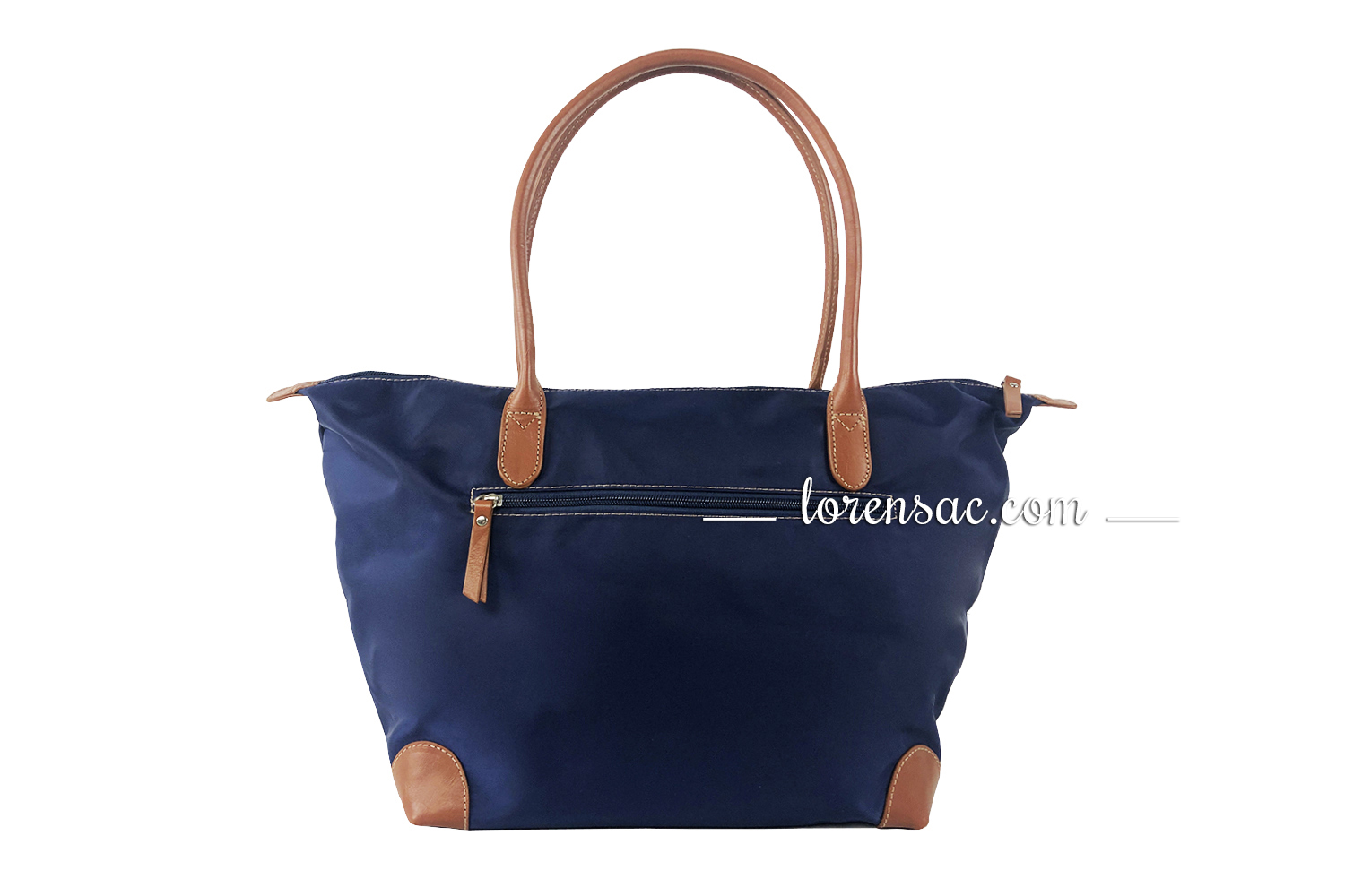 Arrière du sac grand format femme bleu marine anse épaule cuir avec poche à fermeture zippée arrière sac grand format femme bleu marine anse épaule cuir poche fermeture éclair