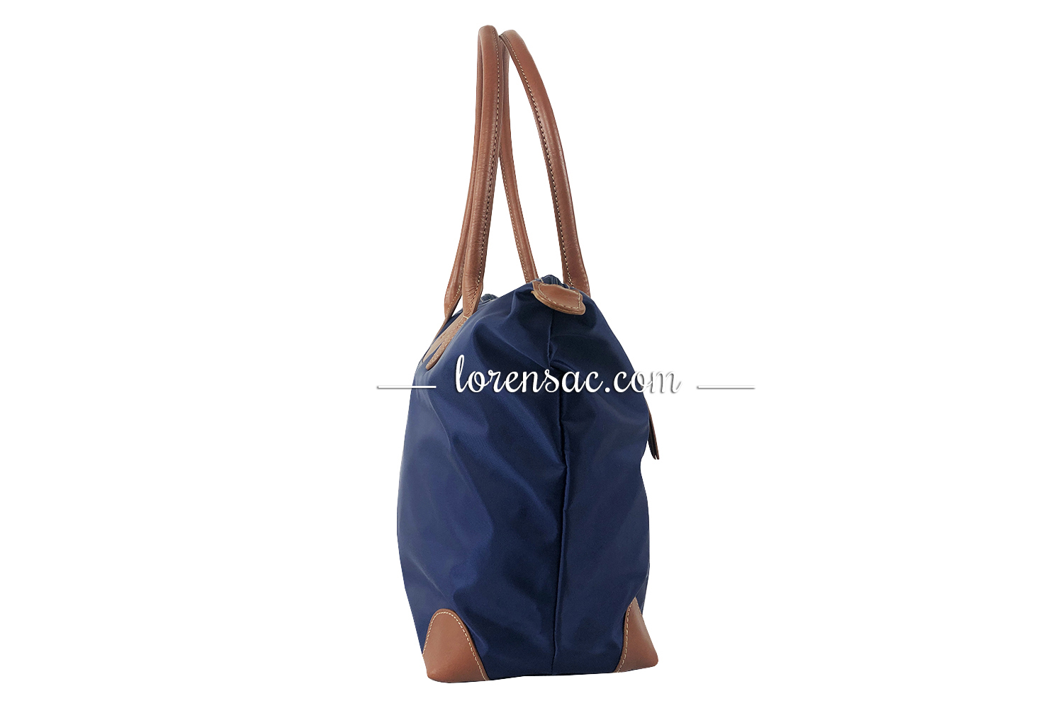 Côté du sac grand format femme bleu marine  avec anse épaule cuir véritable 
 côté sac grand format femme marine anse épaule cuir