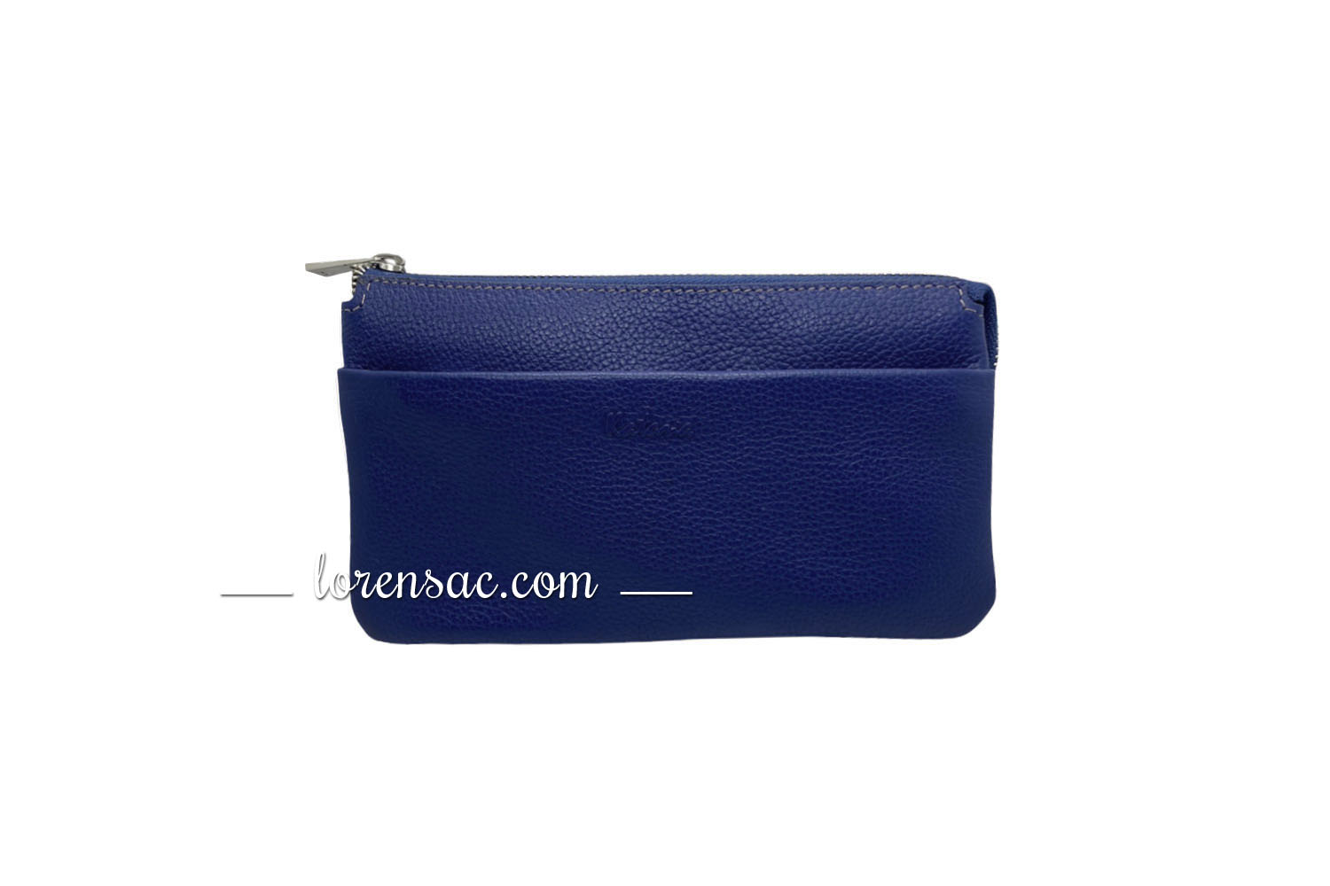 avant pochette portée travers compagnon femme en cuir bleu
