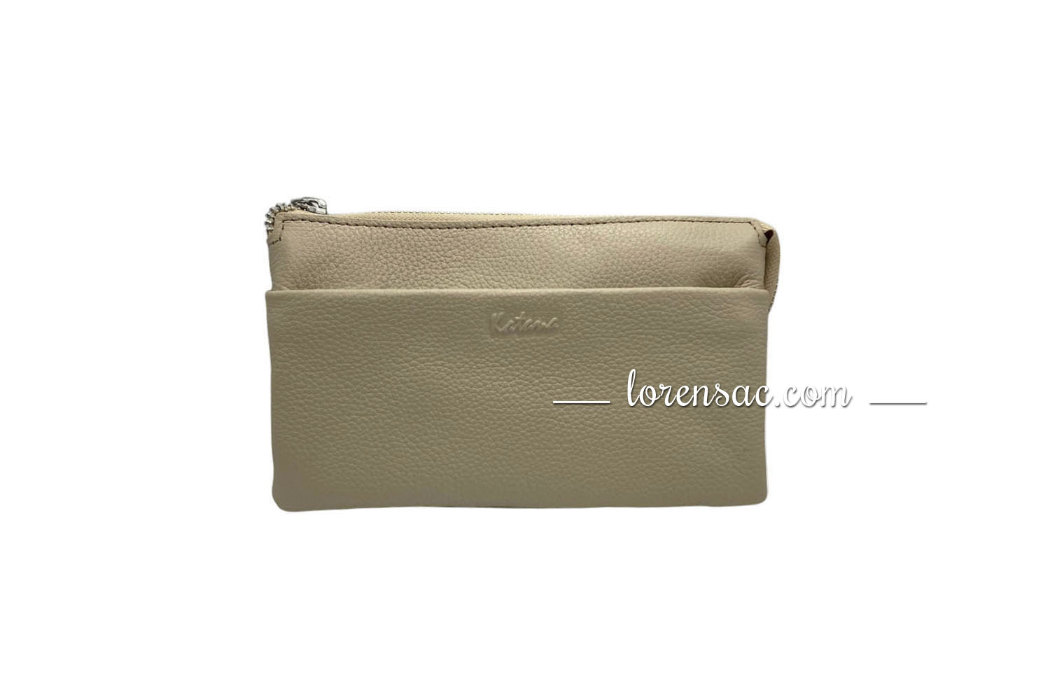 avant pochette portée travers compagnon femme en cuir beige