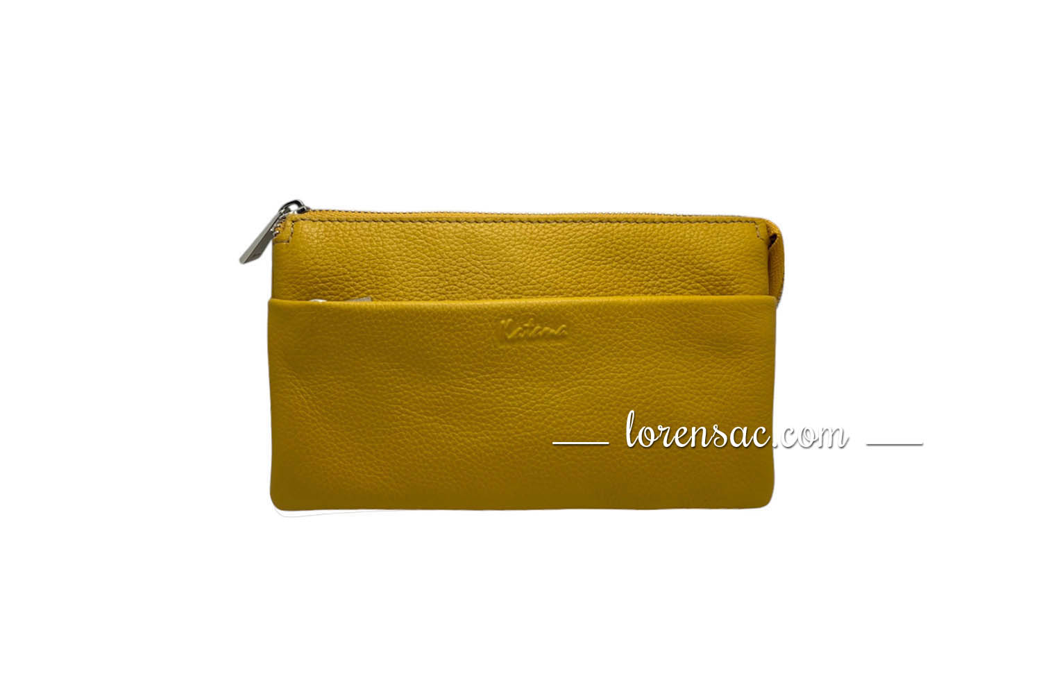 avant pochette portée travers compagnon femme en cuir jaune