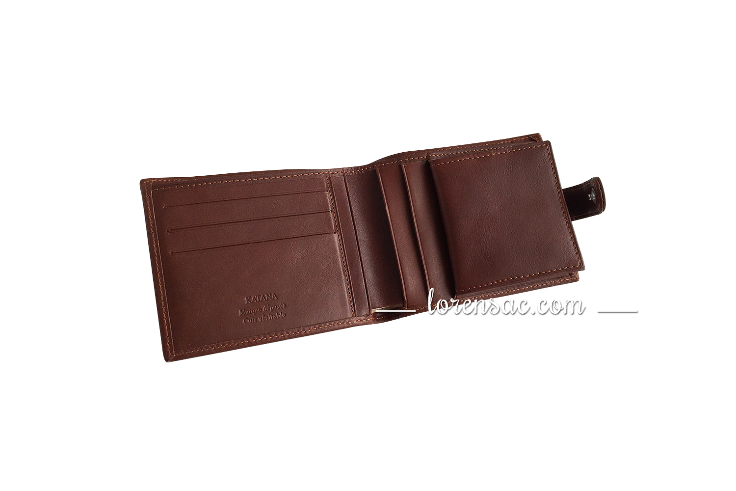 Emplacement intérieur pour cartes du portefeuille à rabat en cuir marron  emplacement intérieur cartes portefeuille à rabat en cuir marron