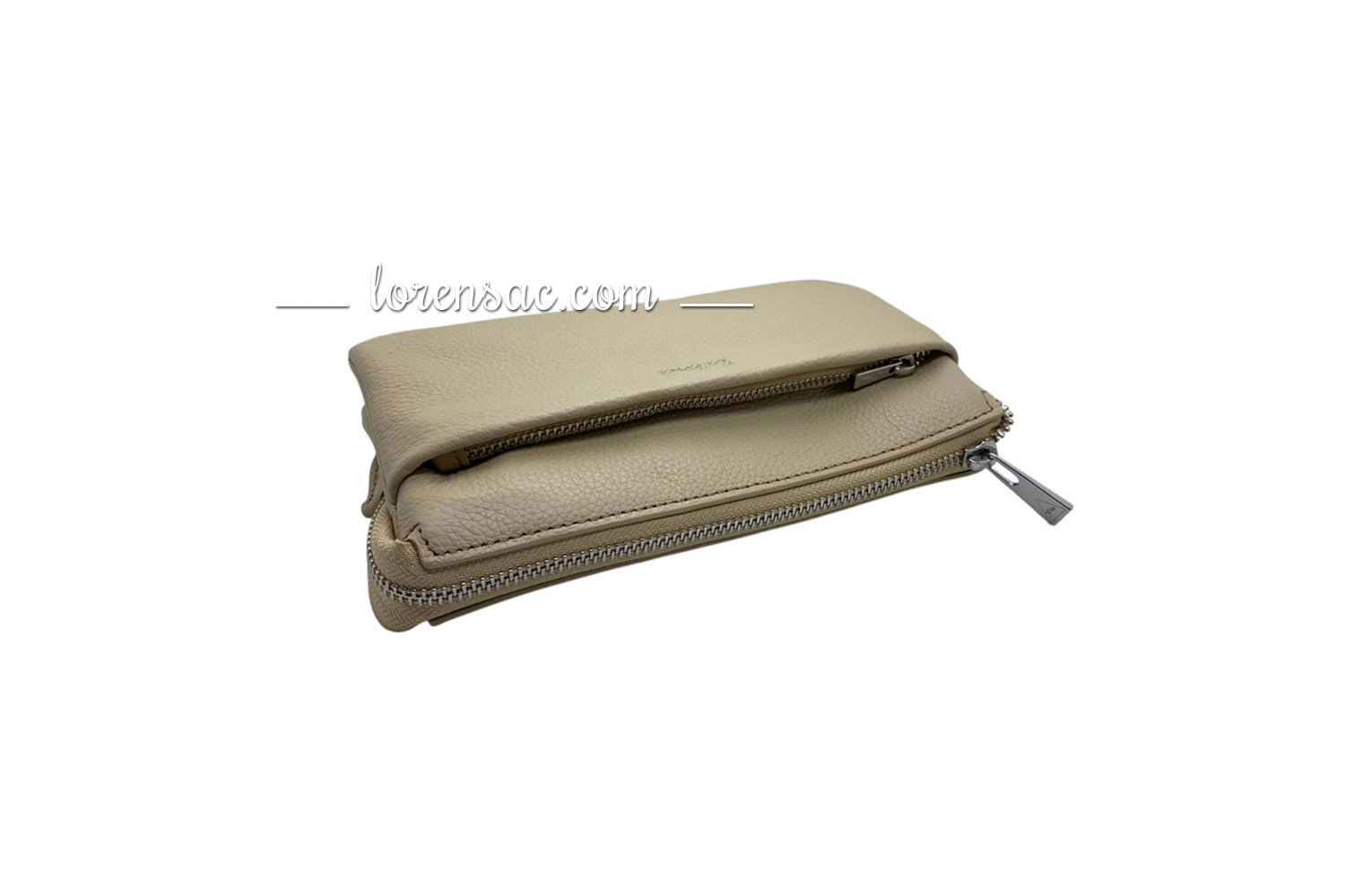 fermeture zippée pochette portée travers compagnon femme en cuir beige