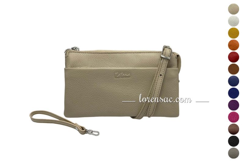 Face avant pochette portée travers de soirée en cuir en 13 coloris