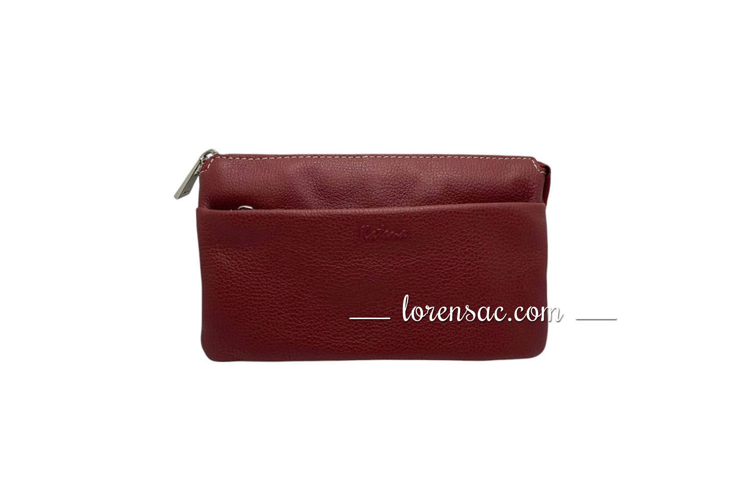 Pochette portée travers cuir compagnon vue de face de couleur rouge