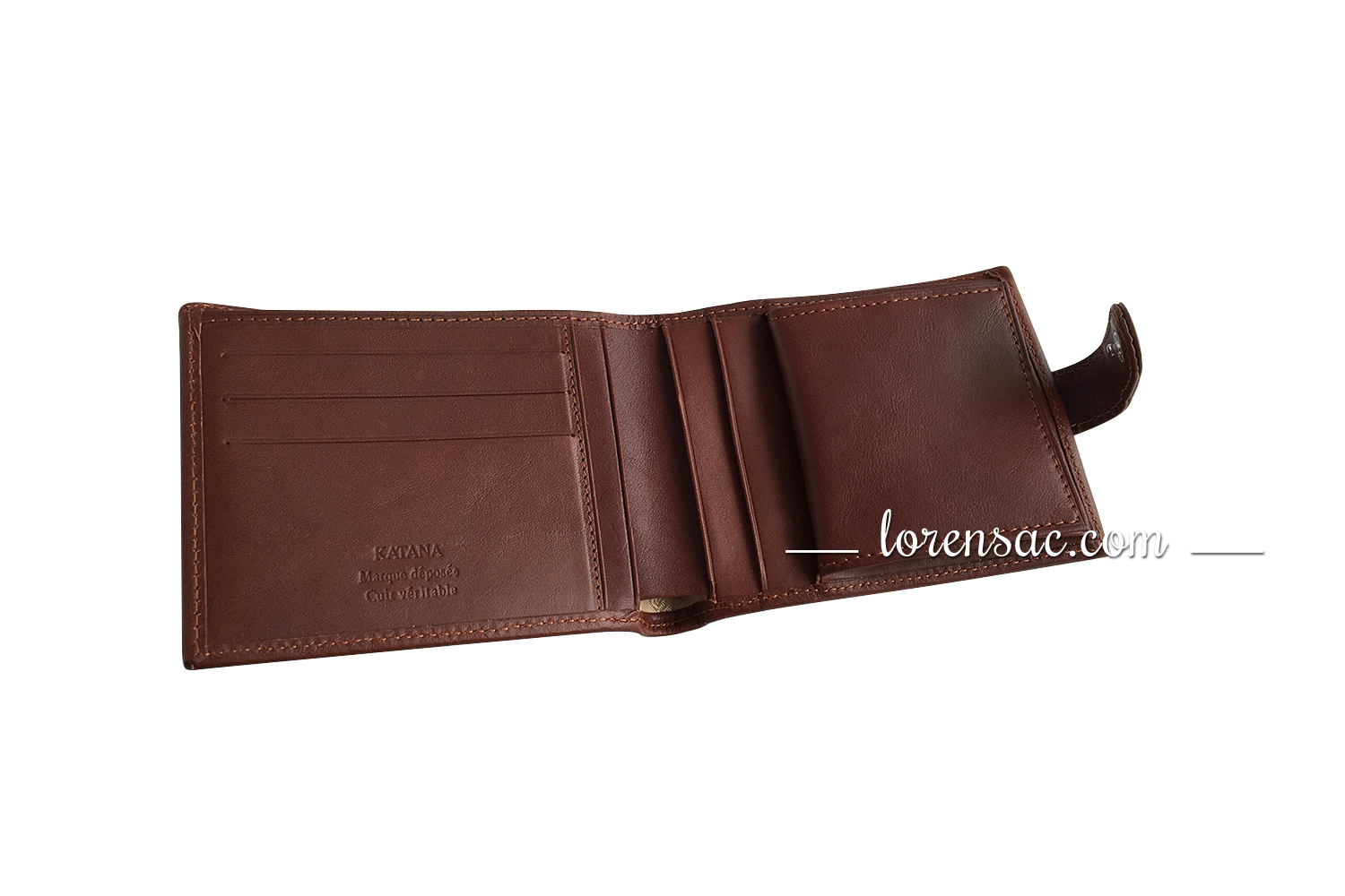 Intérieur du portefeuille à rabat en cuir marron homme femme de marque intérieur portefeuille à rabat en cuir marron homme femme de marque katana