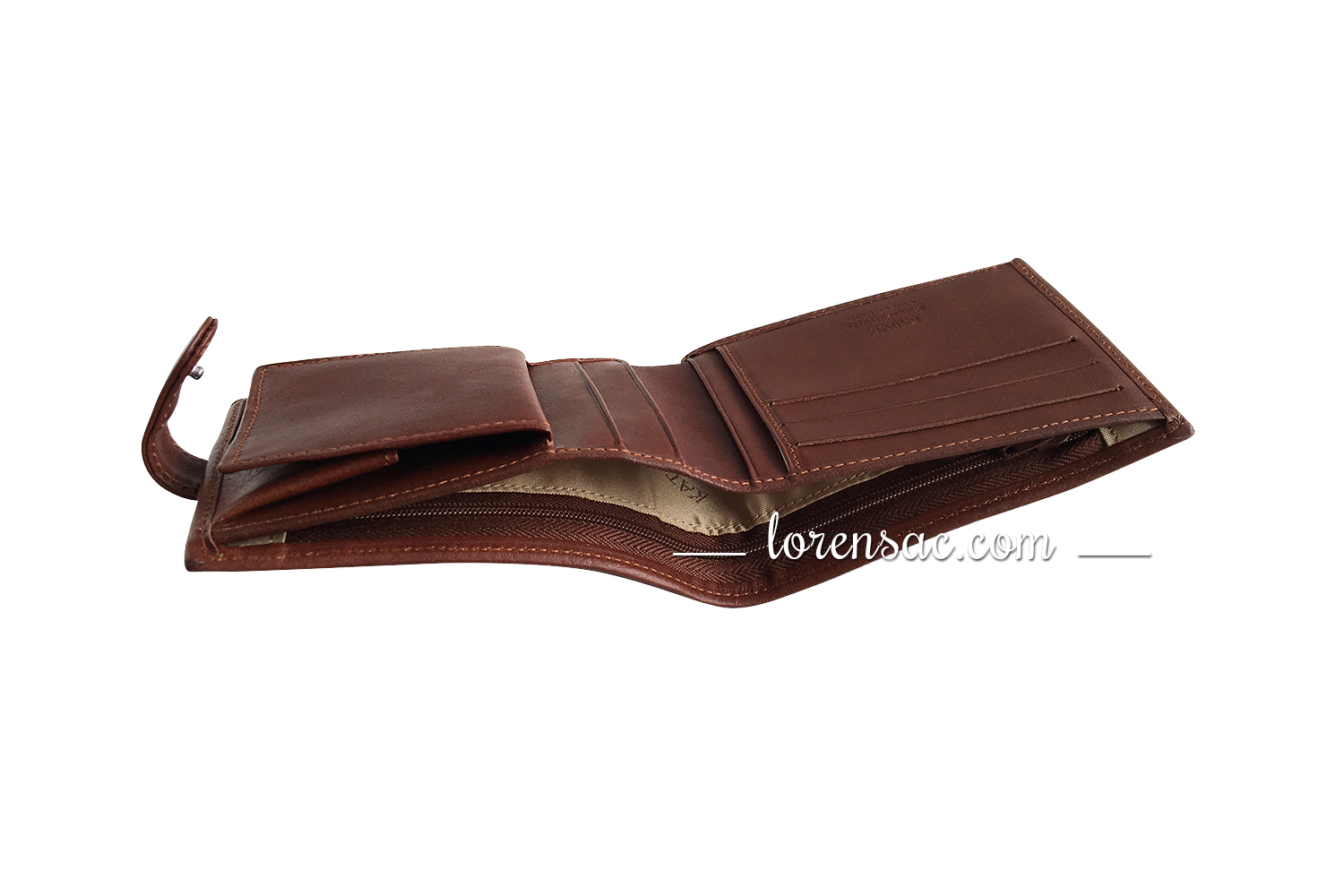 Emplacement pour billet du portefeuille à rabat en cuir marron homme femme Emplacement billet portefeuille à rabat en cuir marron homme femme de marque katana