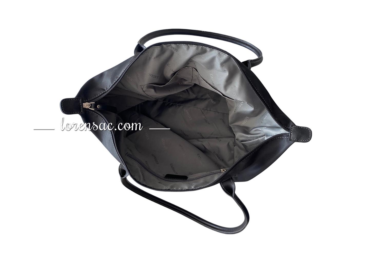 Intérieur du sac grand format femme noir avec anse épaule cuir véritable  intérieur sac grand format femme noir anse épaule cuir