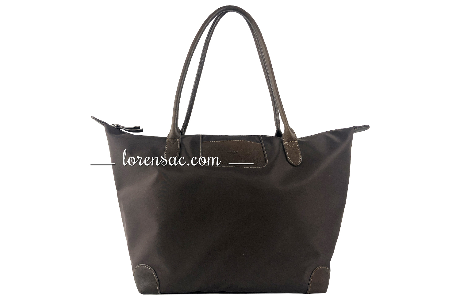 Avant du sac grand format femme chocolat avec anse épaule cuir véritable 
 avant sac grand format femme marron foncé anse épaule cuir