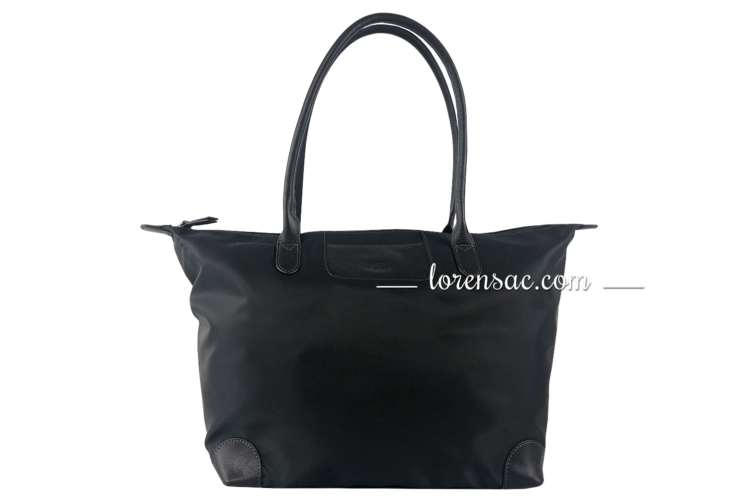 Avant du sac grand format femme noir avec anse épaule cuir véritable 
 avant sac grand format noir anse épaule cuir