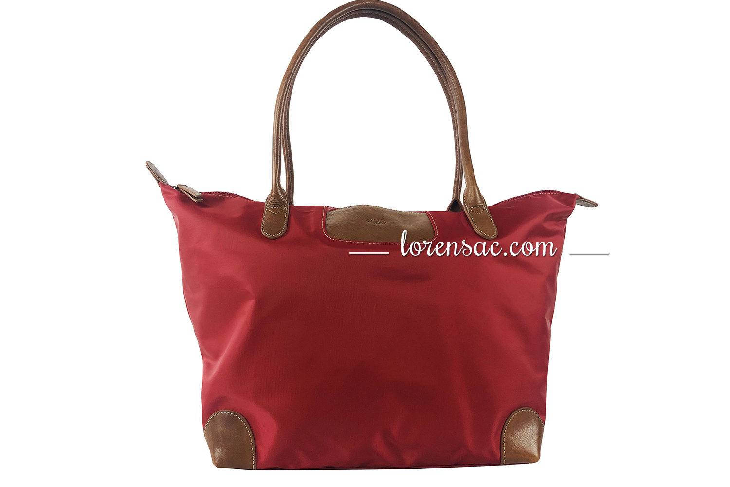 Avant du sac grand format femme rouge  avec anse épaule cuir véritable 
 Sac grand format femme rouge anse épaule cuir