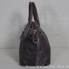 Profil du sac petit format en cuir et nylon Chocolat