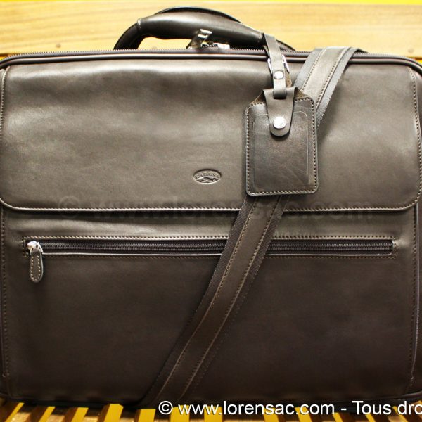 face avant sac business homme cuir avec anse et porte étiquette valise