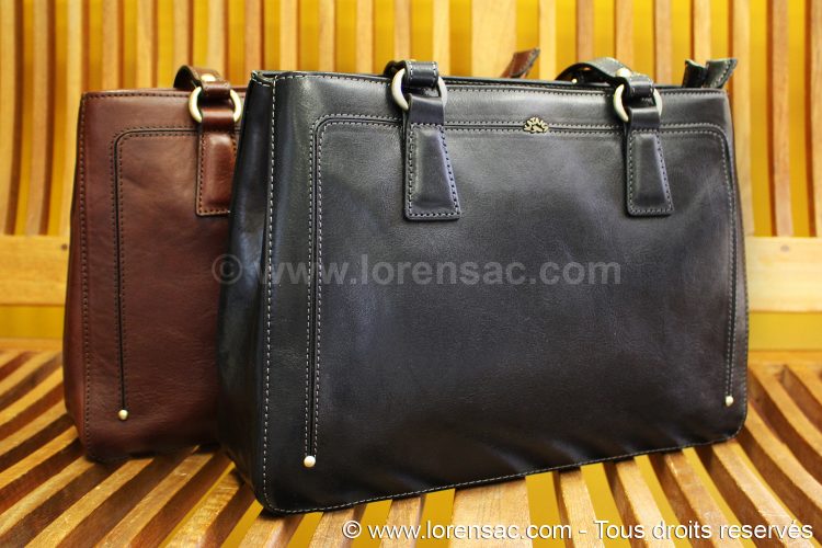 2 sac épaule femme en cuir katana un noir et un marron