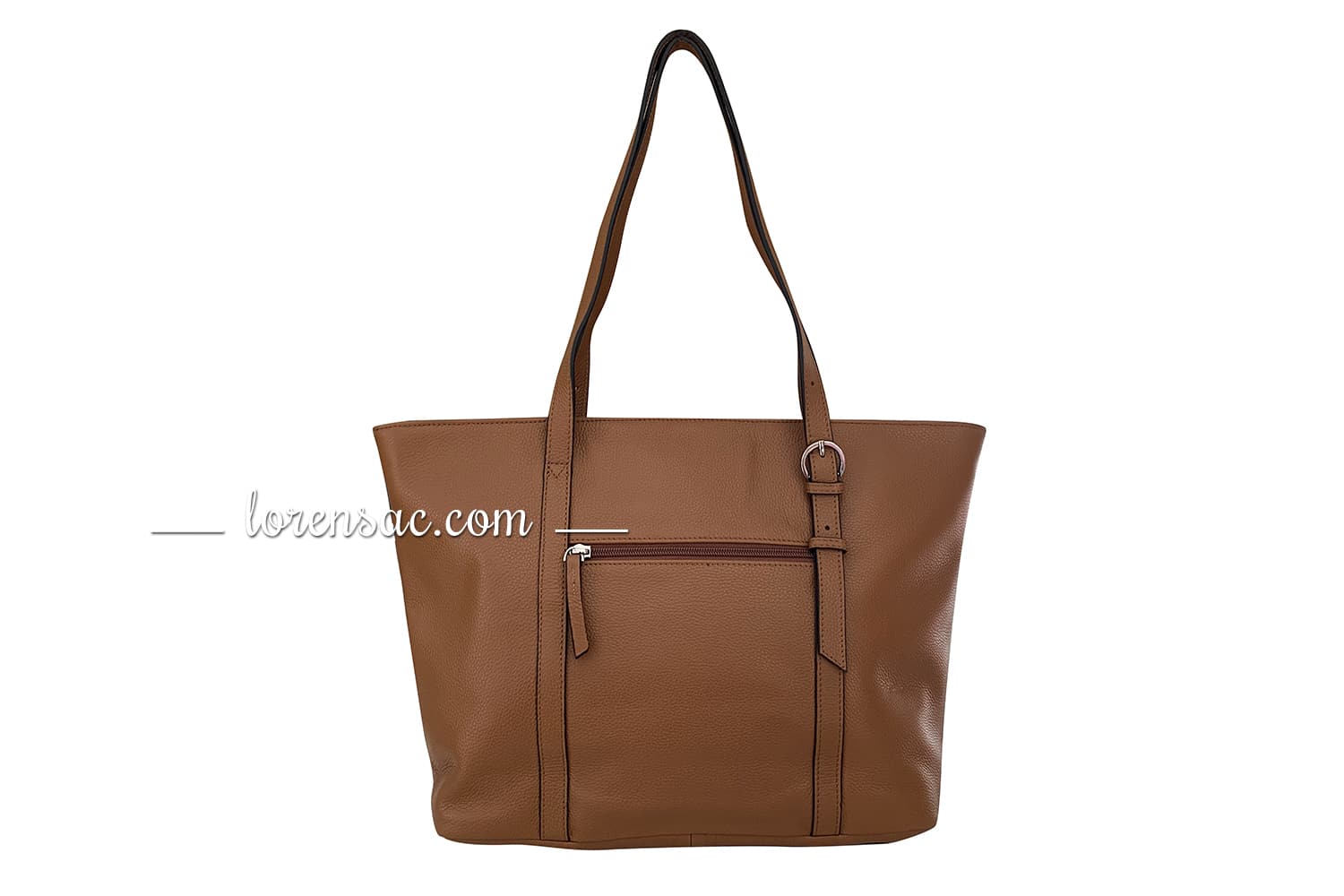 Cabas femme cuir marron poche zippée Katana