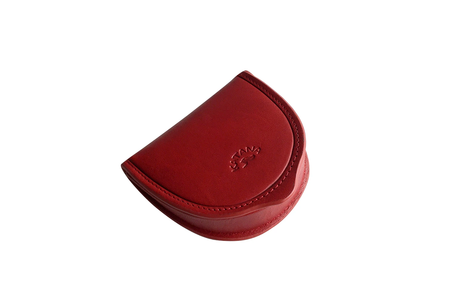 Avant du porte monnaie cuvette en cuir rouge pour homme et femme forme demi lune Porte monnaie cuvette cuir rouge homme femme demi lune