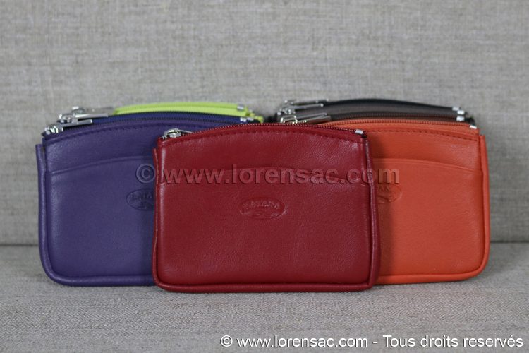 Porte monnaie extra plat en cuir en 11 coloris Katana Porte monnaie extra plat vue de face en cuir véritable