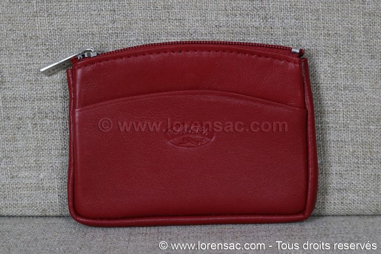 Face avant du porte monnaie extra plat cuir de vachette couleur rouge Face avant du porte monnaie extra plat cuir de couleur rouge