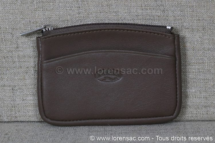 Face avant du porte monnaie extra plat cuir de vachette couleur taupe Face avant du porte monnaie extra plat cuir de couleur taupe