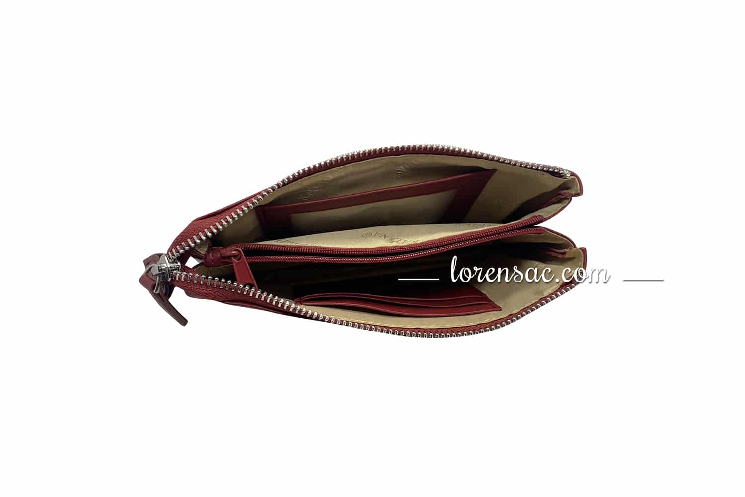 Trousse pochette femme cuir rouge porte carte intérieur