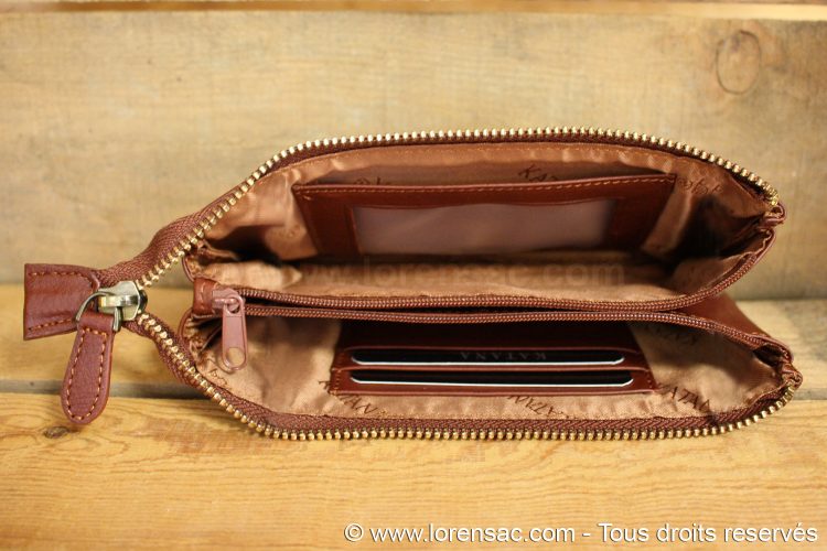 Intérieur de la trousse en cuir véritable marron Katana Intérieur de la trousse en cuir véritable marron