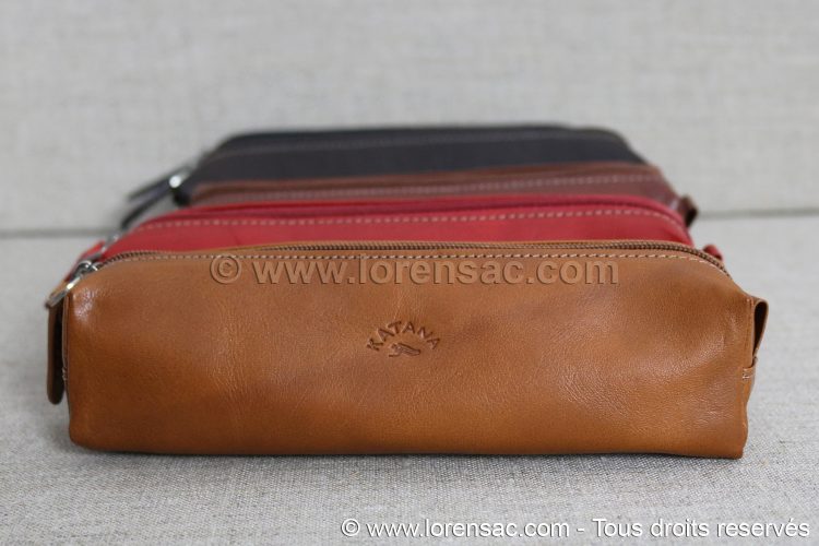 5 coloris gold rouge marron chocolat et noire de la Trousse scolaire originale en cuir de vachette véritable