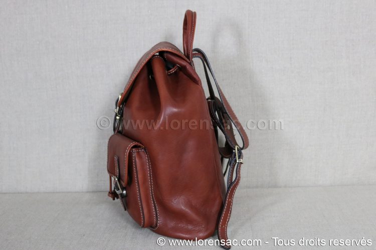 Sac à dos femme en cuir véritable marron tendance de profil Sac à dos femme cuir marron tendance de profil