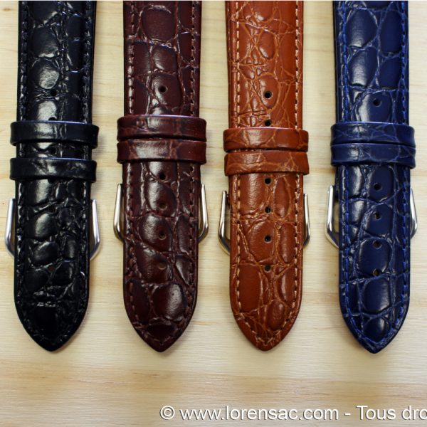 4 coloris Bracelet montre cuir vintage noir chocolat marron et bleu