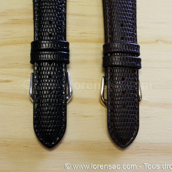 2 Bracelet montre cuir vintage noir et choco