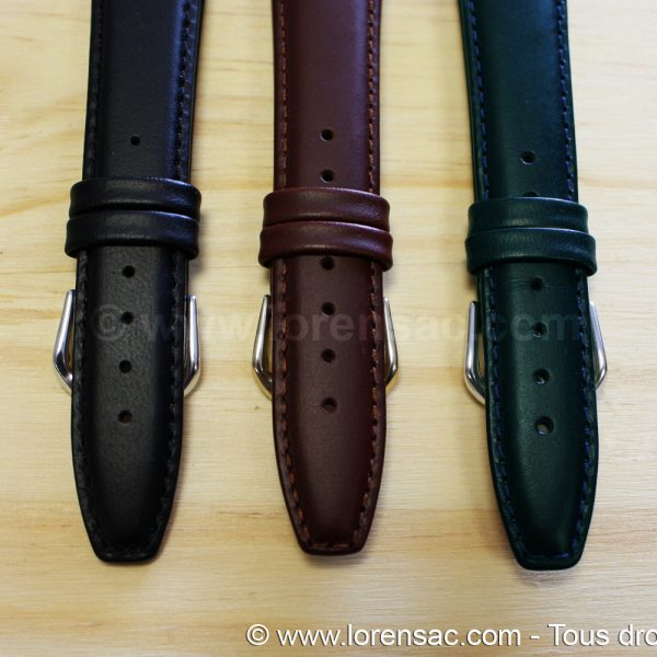 3 bracelets de montre noir marron et chocolat