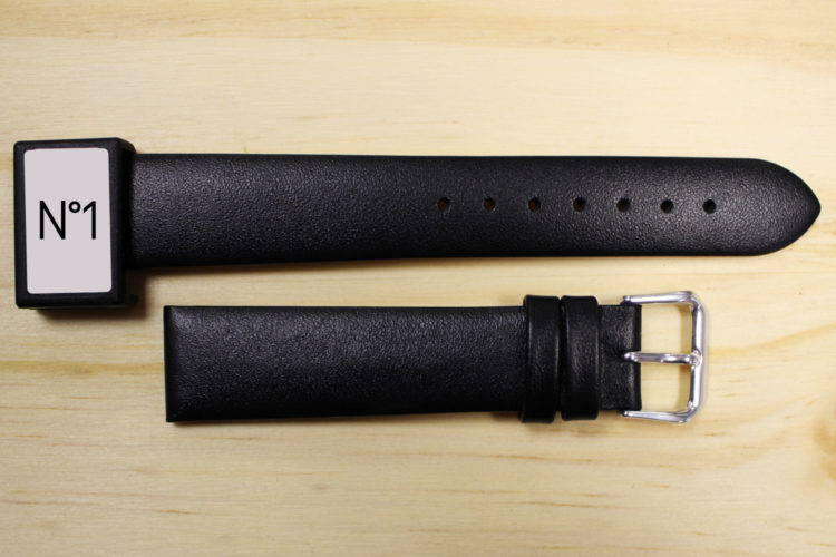 Bracelets de montre N°1 noir en cuir lisse boucle argenté Bracelets de montre N°1 noir en cuir boucle argenté