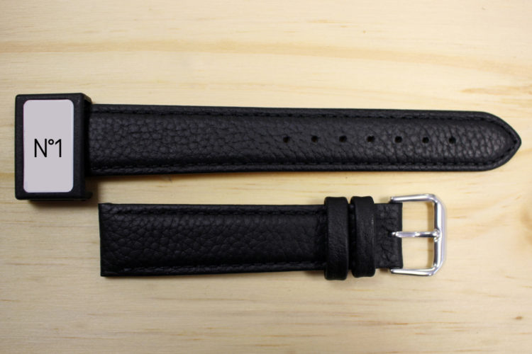 Bracelets de montre largeur 18 ou 20mm au choix en cuir 1 noir avec boucle argenté Bracelets de montre 18 ou 20mm cuir 1 noir avec boucle argenté