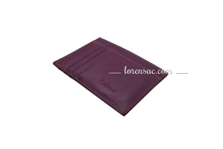 Porte-cartes homme cuir violet