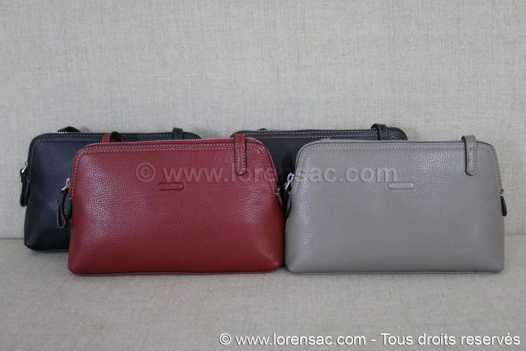 Ensemble des 4 couleurs gris rouge chocolat et noir de la Pochette femme bandoulière en cuir véritable de vachette Katana ensemble des 4 couleurs gris rouge chocolat et noir de la Pochette femme bandoulière en cuir véritable Katana
