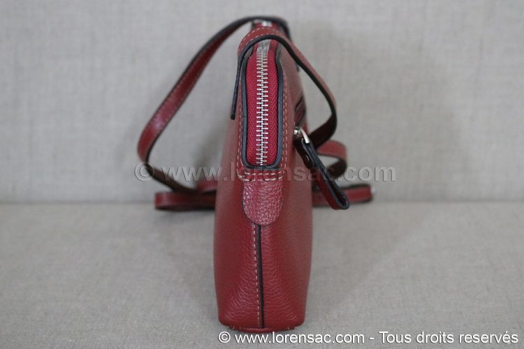 Côté de la pochette pour femme à bandoulière en cuir véritable rouge Côté Pochette femme bandoulière en cuir véritable rouge