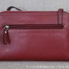 Face arrière Pochette femme bandoulière en cuir véritable rouge