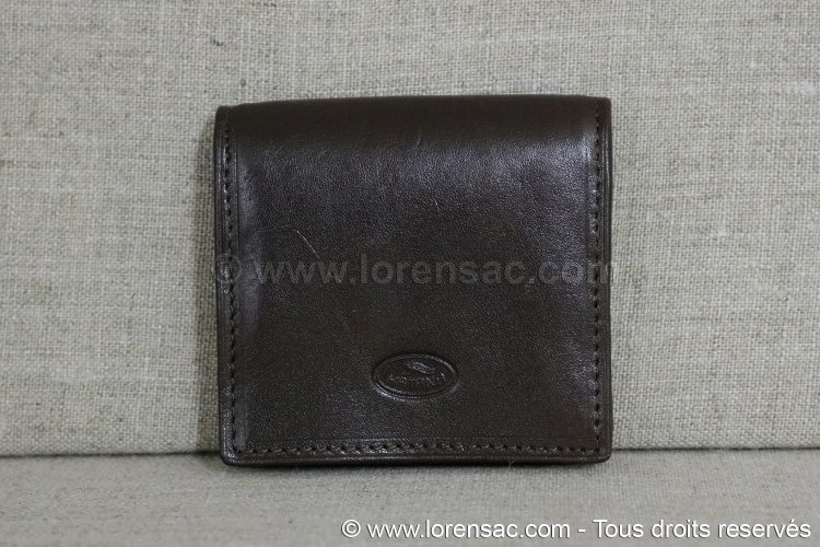 Avant du porte-monnaie en cuir véritable couleur chocolat avant porte-monnaie cuir italien chocolat