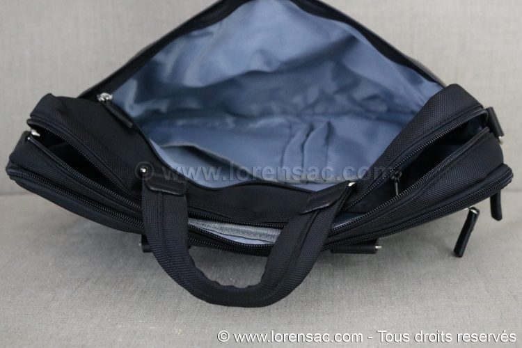 Intérieur pochette ordinateur 15 pouces noire  Poignée et intérieur de la sacoche noire katana