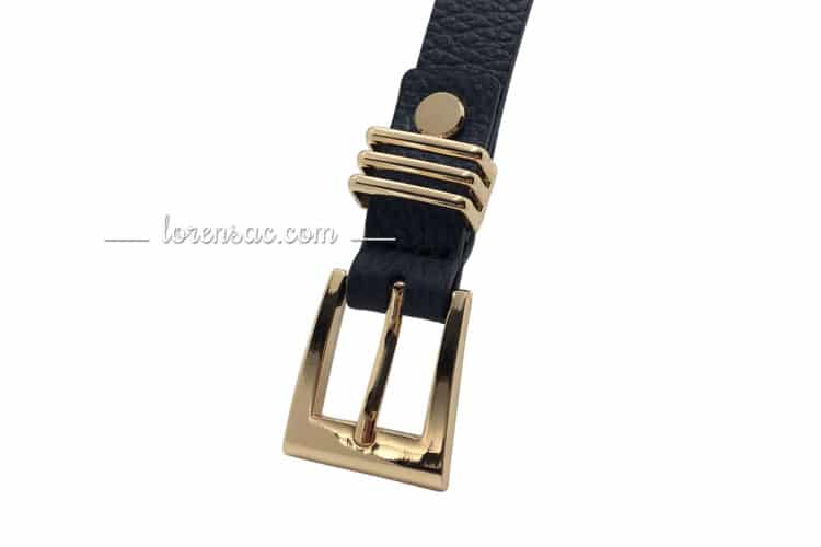 ceinture boucle dorée cuir fine marine pour femme