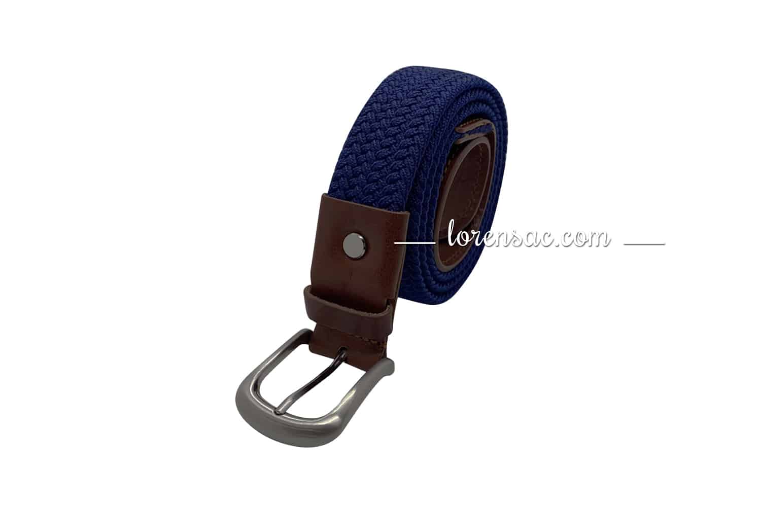 Ceinture élastique homme tressée bleu marine