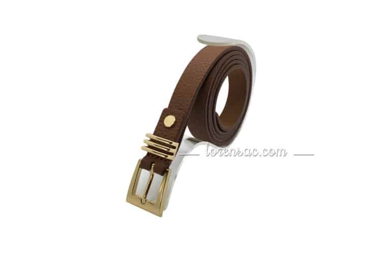 ceinture fine dorée femme boucle cuir marron