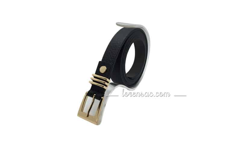 Ceinture fine femme cuir noire boucle dorée