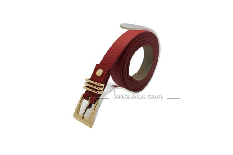 ceinture dorée fine femme cuir rouge