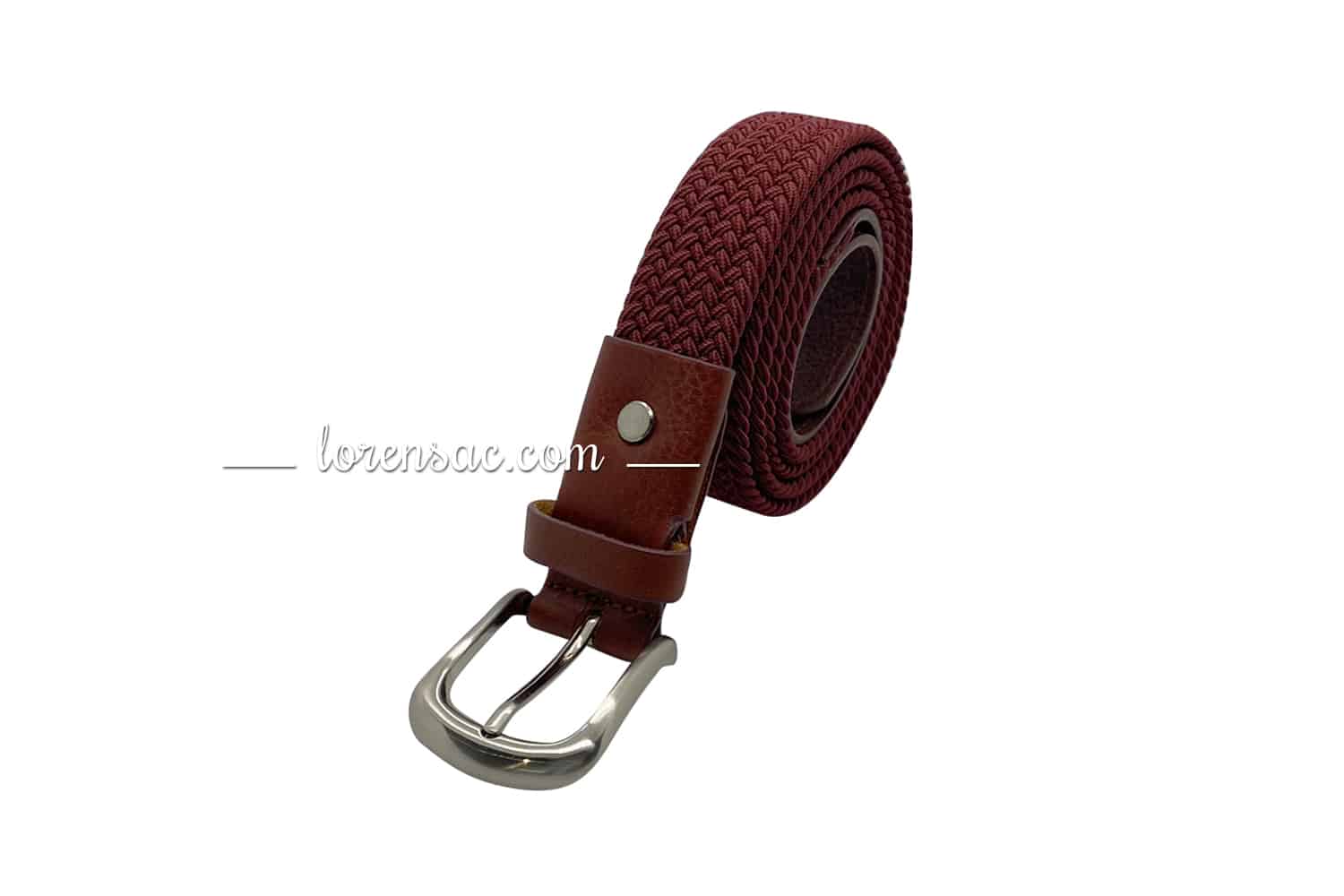 Ceinture extensible femme tressée rouge bordeaux