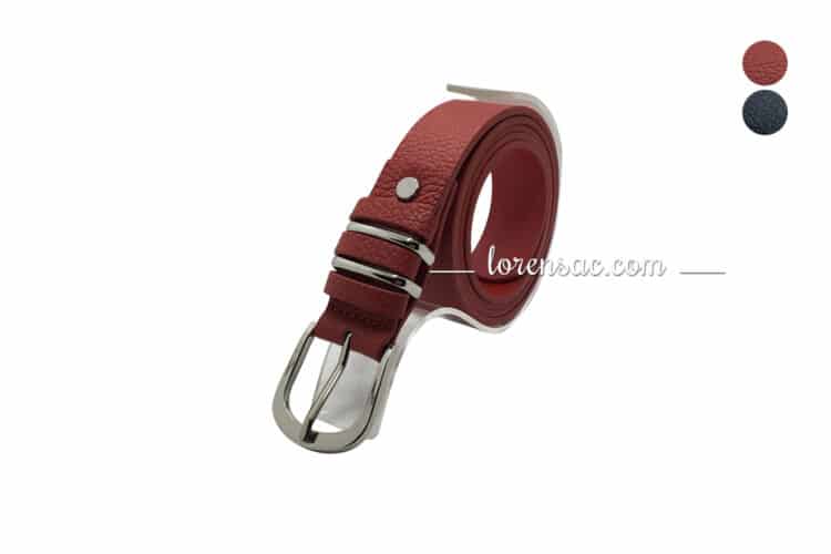 Ceinture femme cuir rouge tendance boucle argentée avec pastille de couleurs