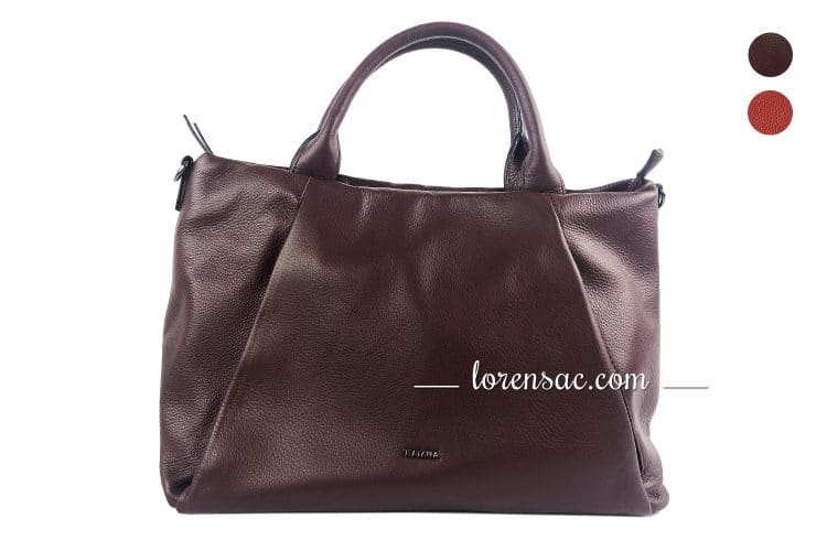 Sac à main femme en cuir tendance à bandoulière couleurs rouge et prune