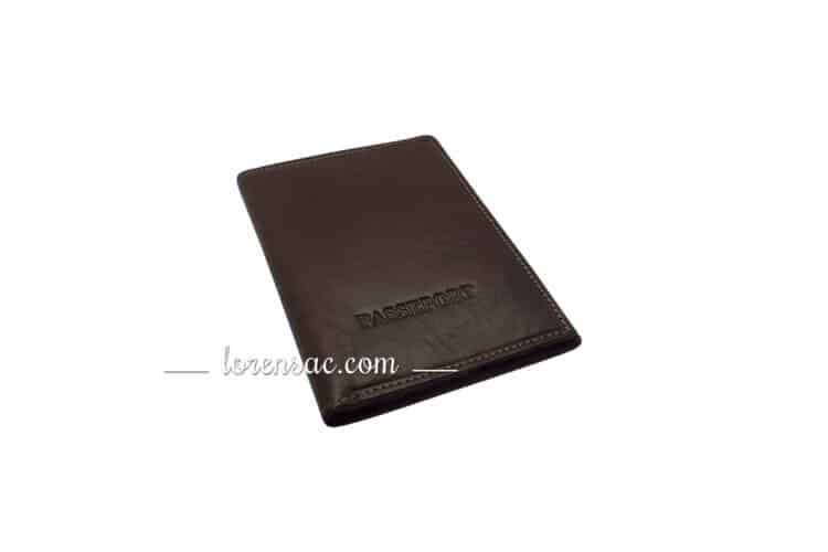 Protège passeport cuir etui porte carte homme femme chocolat