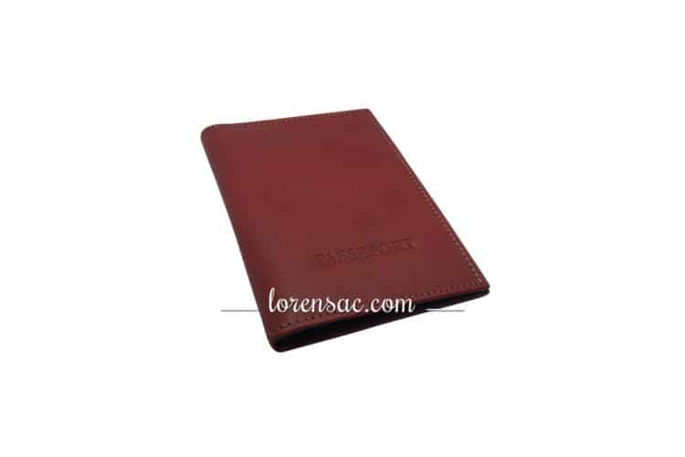 Protège passeport cuir etui porte carte homme femme rouge