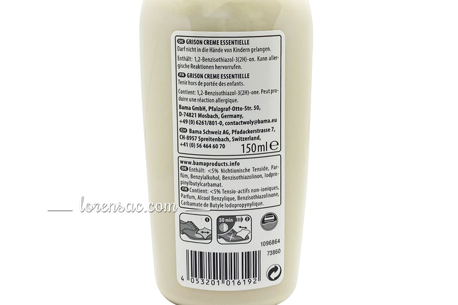 Crème nettoyante cuir marque Grison étiquette